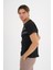 Erkek Siyah Baskılı %100 Pamuklu Standart Kalıp T-Shirt 4