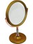 Taş Saplı Yuvarlak 7 Inç= Çap:17.5cm Makyaj Aynası Çift Taraflı Bronz - Gümüş Pls.çerçeve Sabit Ayak (5047) 1