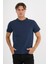 Erkek Lacivert %100 Pamuklu Standart Kalıp T-Shirt 1