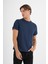 Erkek Lacivert %100 Pamuklu Standart Kalıp T-Shirt 4