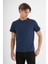 Erkek Lacivert %100 Pamuklu Standart Kalıp T-Shirt 5