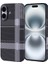 iPhone Uyumlu 16 Kılıf M-Safe Şarj Özellikli Karbon Fiber Görünümlü Zore Nekst Kapak-Gri-Siyah 1