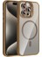 iPhone Uyumlu 15 Pro Max Kılıf Standlı ve Kamera Lens Hediyeli M-Safe Şarj Özellikli Zore Etro Kapak-Desert Titanyum 1