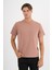 Erkek Kahverengi %100 Pamuklu Standart Kalıp T-Shirt 1