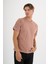 Erkek Kahverengi %100 Pamuklu Standart Kalıp T-Shirt 4