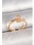 Pirinç Gold Renk Kare Zirkon Taş Model Kadın Yüzük 1
