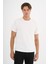 Erkek Ekru %100 Pamuklu Standart Kalıp T-Shirt 1