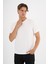 Erkek Ekru %100 Pamuklu Standart Kalıp T-Shirt 4