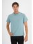 Erkek Yeşil %100 Pamuklu Standart Kalıp T-Shirt 1