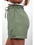 Lastikli Cepli Müslin Kadın Şort Yeşil-L 2