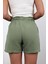 Lastikli Cepli Müslin Kadın Şort Yeşil-L 4