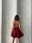 Volanlı Keten Şort Bordo S255058 3
