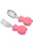 304 Çelik Pembe Ayıcık Model Bebek Kaşık ve Çatal Set CIN766PM 1