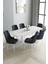 Loft Beyaz 80X132 Açılabilir Mdf Masa Yemek Odası Takımı, Mutfak Takımı 6 Sandalye 2