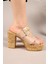 Ronika Platform Topuklu Terlik Bej 4