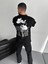 Baskılı Oversize Bisiklet Yaka T-Shirt - Siyah 3