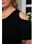 Omuzları Açık Büyük Beden Tişört Siyah 2