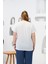 Taş Detaylı Büyük Beden Tişört Ekru 4
