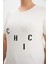 Büyük Beden Taş Detay Baskılı Tişört Ekru 4