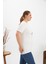 Büyük Beden Taş Detay Baskılı Tişört Ekru 5