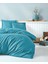 Elegant Stripe Turkuaz Saten Çift Kişilik Nevresim Takımı 1