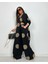 Glow Nakışlı Kimono Takın Uzun Maxi Boy Gömlek Pantolonlu Takım 7