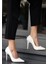 Hillar Beyaz Cilt Stiletto Ayakkabı - Lisinya - 40 2