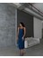 Yırtmaçlı Sırt Fermuarlı Midi Mavi Denim Elbise Kot Elbise Denim Dress 3