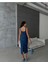 Yırtmaçlı Sırt Fermuarlı Midi Mavi Denim Elbise Kot Elbise Denim Dress 4
