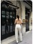 Kadın Tint Haki Lazer Detaylı Skater Jogger Fit Denim Jogger Kot Pantolon Baggy Model 3