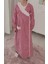 Kız Çocuk Pembe Çiçekli Namaz Elbisesi % 100 Pamuklu Poplin Kumaş 3-14 Yaş 1