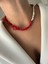 Lusora Accessory Kırmızı Mercan& Beyaz Deniz Kabuğu Doğal Taş Choker Kolye – El Yapımı Zarif Tasarım 4
