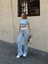 Crop Pantolon Biyeli Takım Mavi 2