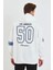 Erkek Baskılı Kapüşonlu Üç Iplik Oversize Sweatshirt - Beyaz 2