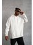 Erkek Düz Kapüşonlu Sweat - Beyaz 1