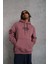 Erkek Paradise Baskılı Kapüşonlu Sweat - Gül Kurusu 3