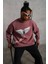 Erkek Güvercin Baskılı Sweatshirt - Gül Kurusu 2