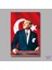 Tekli Dikey Kanvas Duvar Tablosu Renkli Ay Yıldız ve Atatürk Portresi 2