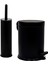 Eko Serisi Ayak Basmalı Özellikli 2'li Banyo Seti 3 Litre Çöp Kovası ve Kolozet Fırçası Paslanmaz Siyah 1