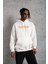 Erkek Armalı Baskılı Kapüşonlu Sweatshirt - Beyaz 2