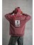 Erkek Ön ve Arka Baskılı Kapüşonlu 3 Iplik Sweatshirt - Gül Kurusu 2