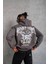 Erkek Kordon Ipli Baskılı Kapüşonlu Sweatshirt - Füme 2