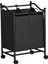 Çamaşır Ayırıcı, Tekerlekli ve 2 Bölmeli, Çamaşır Sepeti, Çıkarılabilir Çantalı Çamaşır Arabası, Toplam Kapasite 90 L, Siyah, LSF002BK 1