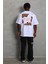 Unisex Oversize Baskılı Bisiklet Yaka T-Shirt - Beyaz 1
