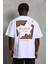 Unisex Oversize Baskılı Bisiklet Yaka T-Shirt - Beyaz 4
