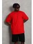 Unisex Oversize Düz Bisiklet Yaka T-Shirt - Kırmızı 3