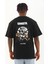 Unisex Oversize Baskılı Bisiklet Yaka T-Shirt - Siyah 4