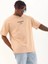 Unisex Oversize Baskılı Bisiklet Yaka T-Shirt - Bej 3