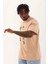 Unisex Oversize Baskılı Bisiklet Yaka T-Shirt - Bej 2