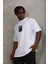 Unisex Oversize Baskılı Bisiklet Yaka T-Shirt - Beyaz 2